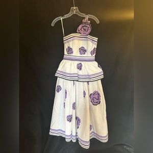 VINTAGE VICTOR COSTA One Shoulder Peplum Mid Length Dress